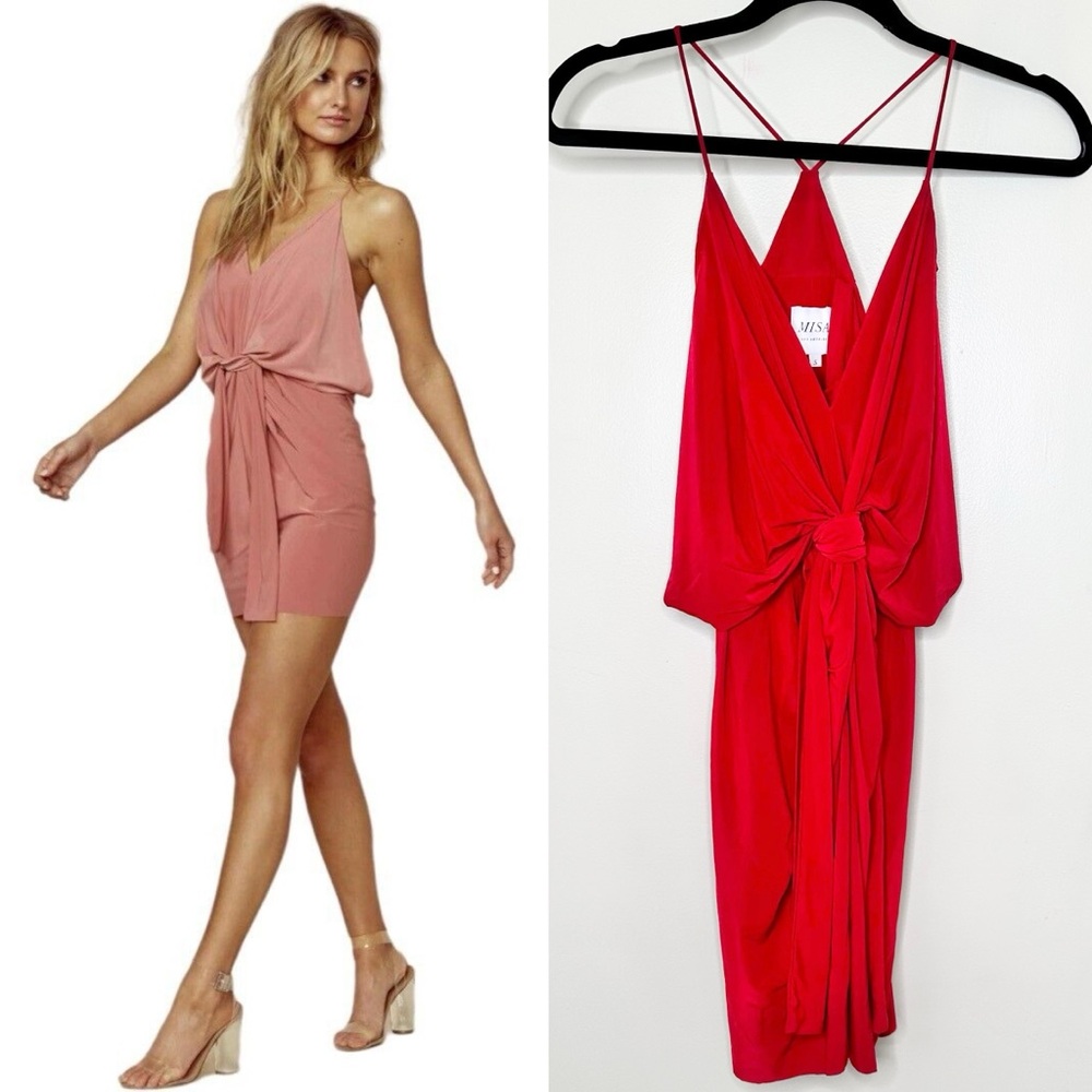 NWT MISA Los Angeles Domino Mini Dress in Red